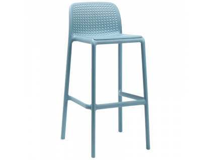 Světle modrá plastová barová židle Lido 76 cm