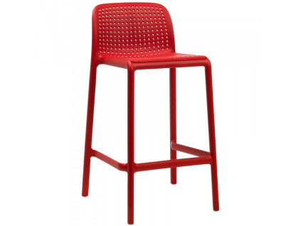Červená plastová barová židle Lido Mini 65 cm