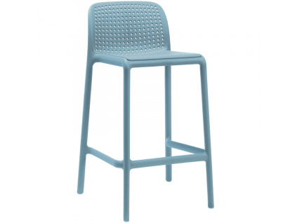 Světle modrá plastová barová židle Lido Mini 65 cm