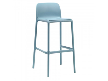 Světle modrá plastová barová židle Faro 76 cm