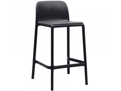 Antracitově šedá plastová barová židle Faro Mini 65 cm