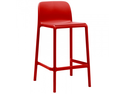Červená plastová barová židle Faro Mini 65 cm