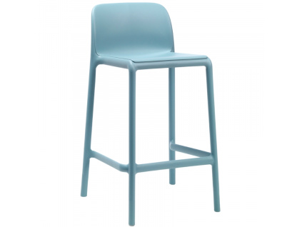Světle modrá plastová barová židle Faro Mini 65 cm
