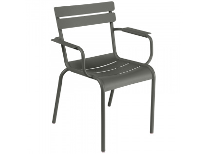 Šedozelená kovová zahradní židle Fermob Luxembourg s područkami