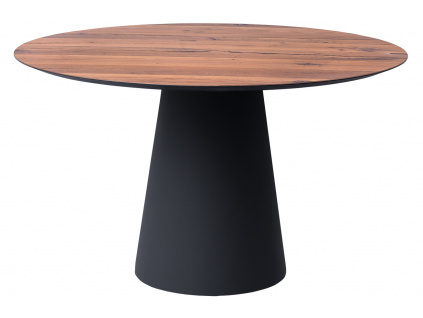 Hnědý dubový jídelní stůl Marco Barotti 130 cm s matnou černou podnoží