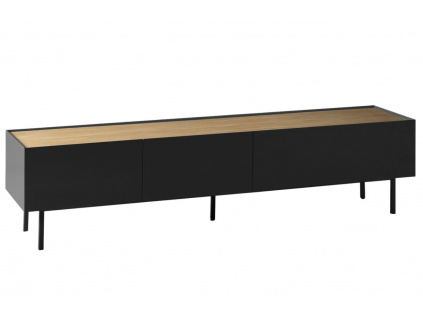 Černý dubový TV stolek Teulat Arista 180 x 40 cm