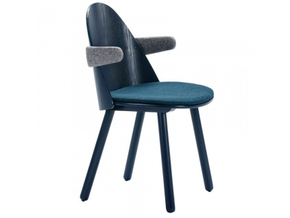 Modrá jasanová jídelní židle Teulat Uma s područkami