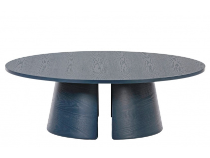 Modrý jasanový kulatý konferenční stolek Teulat Cep 110 cm