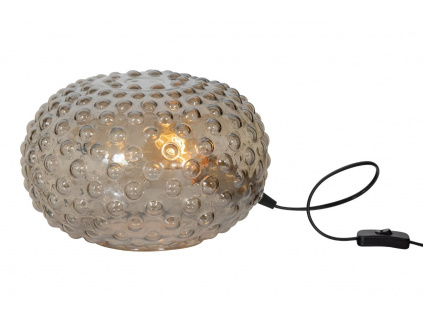 Hnědo zelená skleněná stolní lampa Tiras