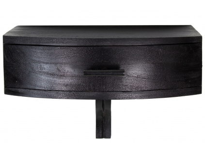 Černý akátový nástěnný noční stolek Libie 40 x 37,5 cm