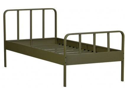 Tmavě zelená kovová postel Sheldon 90 x 200 cm