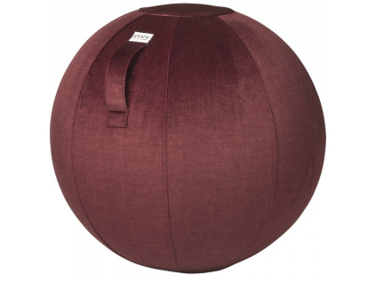 Vínově červený sametový sedací / gymnastický míč  VLUV BOL WARM Ø 75 cm