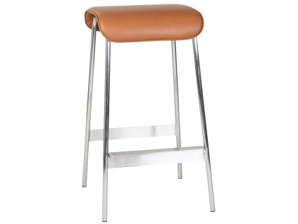 Koňakově hnědá koženková barová židle Hübsch Avenue 75 cm