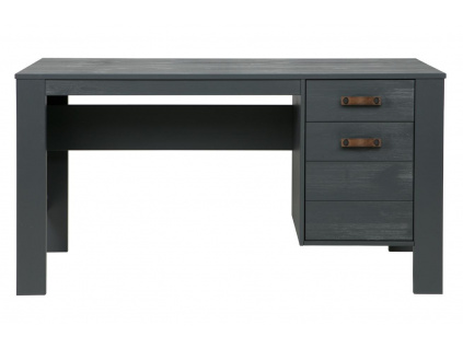 Ocelově šedý borovicový psací stůl Koben 141 x 59 cm II.
