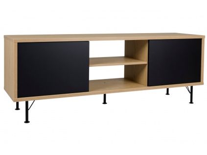 Matně černý dubový TV stolek Tenzo Flow 164 x 44 cm