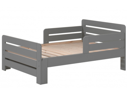 Šedá borovicová rozkládací dětská postel Vipack Jumper 90 x 140/160/200 cm