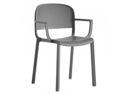 Antracitově šedá plastová jídelní židle Dome 266