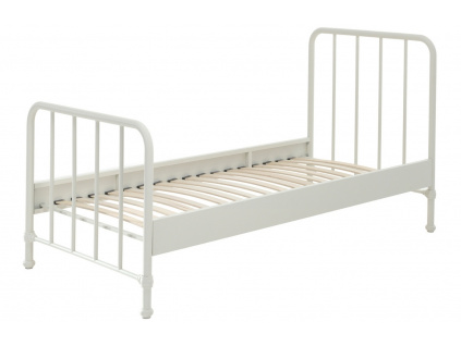 Matně bílá kovová postel Vipack Bronxx 90 x 200 cm
