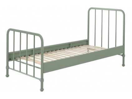 Matně zelená kovová postel Vipack Bronxx 90 x 200 cm
