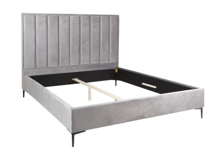 Stříbrně šedá sametová dvoulůžková postel Codie 160 x 200 cm