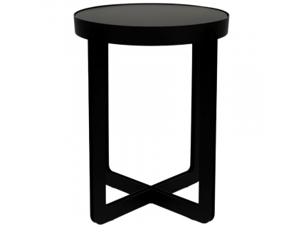 Černý lakovaný odkládací stolek Banne Centre 42,5 cm s kovovou podnoží