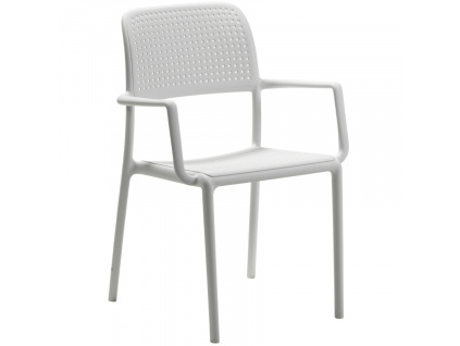 Bílá plastová zahradní židle Bora s područkami