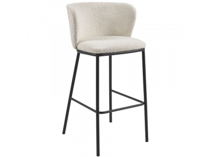 Bílá látková barová židle Kave Home Ciselia 75 cm