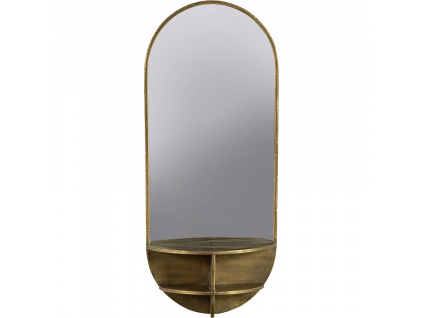 Mosazné kovové závěsné zrcadlo Liken 83x36 cm
