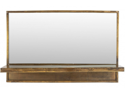 Mosazné kovové závěsné zrcadlo WLL Feyza 61x38 cm