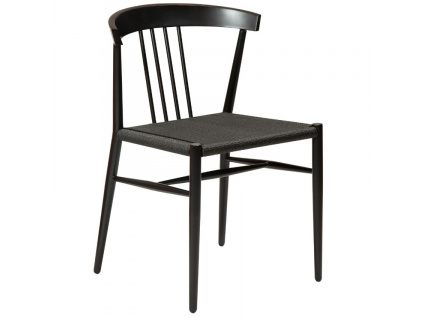 Černá kovová jídelní židle DAN-FORM Sava s výpletem