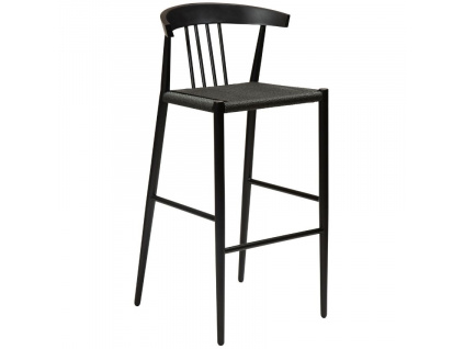 Černá kovová barová židle DAN-FORM Sava s výpletem 76,5 cm