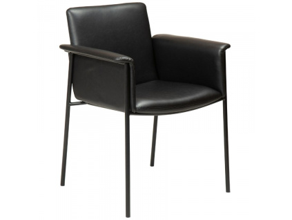 Černá koženková jídelní židle DAN-FORM Vale s područkami