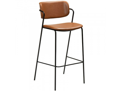 Koňakově hnědá koženková barová židle DAN-FORM Zed 77 cm