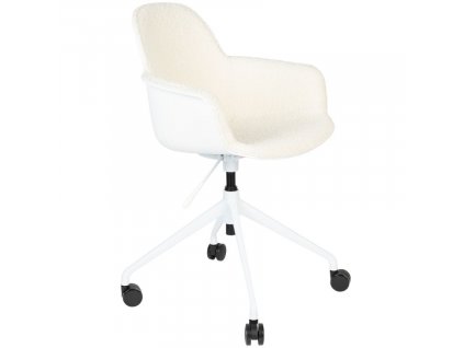 Bílá látková konferenční židle ZUIVER ALBERT KUIP s područkami