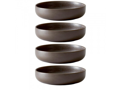 Set čtyř tmavě hnědo šedých porcelánových hlubokých talířů MENU NEW NORM 13,5 cm