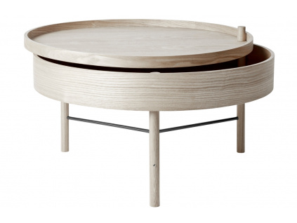 Bíle bělený dubový konferenční stolek MENU TURNING 65 cm