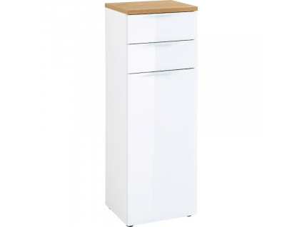 Bílá koupelnová skříňka GEMA Penetra 112 x 39 cm s dubovou deskou