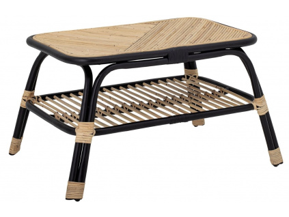 Ratanový konferenční stolek Bloomingville Loue s černou podnoží 79 x 54 cm