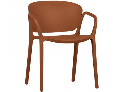 Terakotově červená plastová jídelní židle Benot