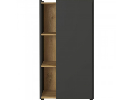 Grafitově šedá dubová kancelářská skříňka s nikou GEMA Acrro 115 x 62 cm
