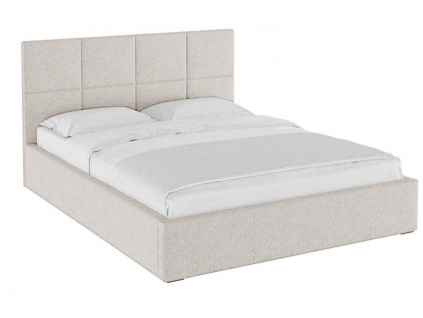 Béžová látková dvoulůžková postel MESONICA Bufo 140 x 200 cm s prošíváním