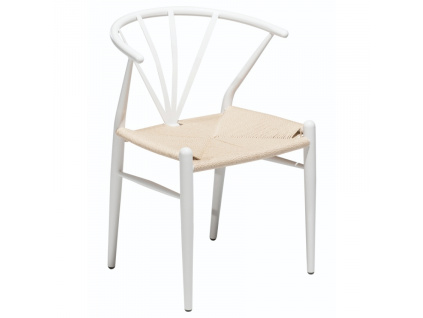 Bílá kovová jídelní židle DAN-FORM Delta s výpletem