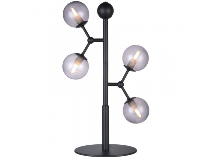 Kouřově šedá skleněná stolní lampa Halo Design Atom