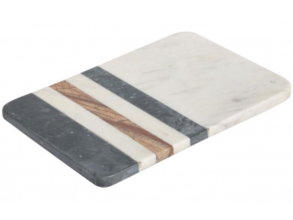 Bílo šedé mramorové servírovací prkénko Kave Home Saskia 30 x 20 cm