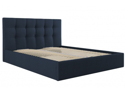 Modrá látková dvoulůžková postel MICADONI Phaedra 140 x 200 cm
