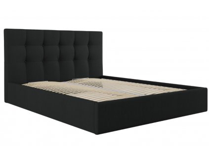 Černá látková dvoulůžková postel MICADONI Phaedra 160 x 200 cm