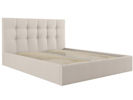 Béžová látková dvoulůžková postel MICADONI Phaedra 160 x 200 cm