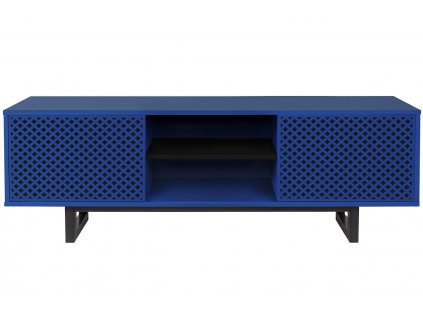 Tmavě modrý lakovaný vzorovaný TV stolek Woodman Camden 150 x 40 cm