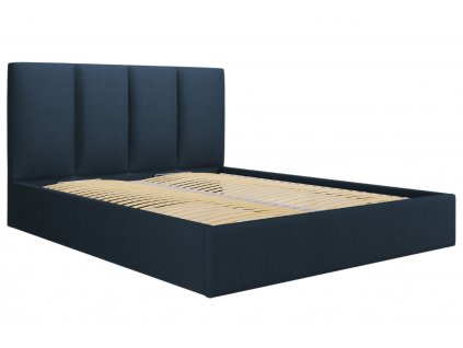 Modrá látková dvoulůžková postel MICADONI Pyla 140 x 200 cm s úložným prostorem
