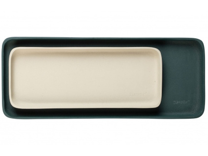 Zeleno béžový set dvou kovových táců ZUIVER REBEL 29,5/39,5 cm